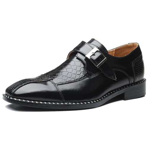 ottspu Anzugschuhe Herren PU Leder Krokodil Prints Slip-On Schuhe Für Business Formale Anlässe,Schwarz,38 EU von ottspu