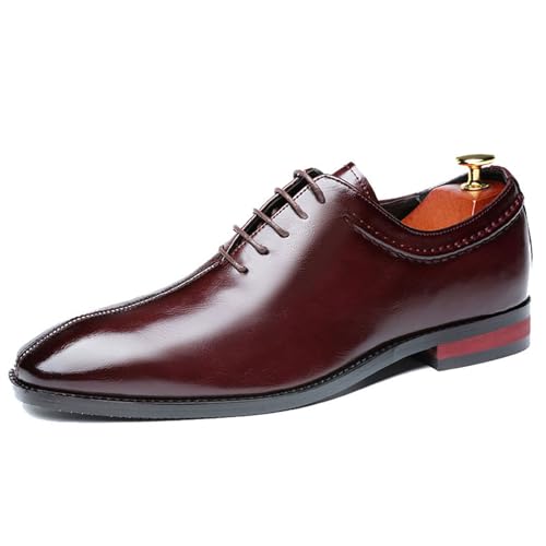 ottspu Herren Anzug Schuhe Business Casual Schuhe Herren Oxfords Hochzeit Formal Derby Schuhe,Burgundy,42.5 EU von ottspu