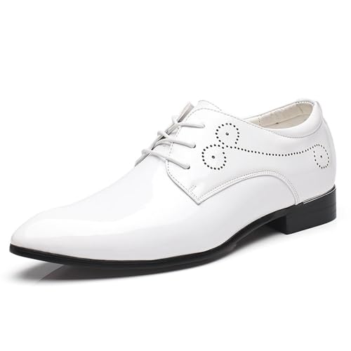 ottspu Herren Anzug Schuhe Lackleder Formal Business Klassisch Lace Up Wingtip Oxford Schuhe,Weiß,39 EU von ottspu