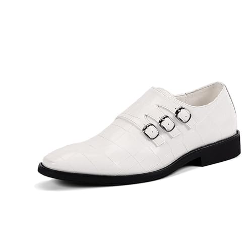ottspu Herren Anzug Schuhe Leder Formal Business Oxford Derby Schuhe Brogue Monk Strap Retro Anzug Schuhe Für Männer,Weiß,39 EU von ottspu