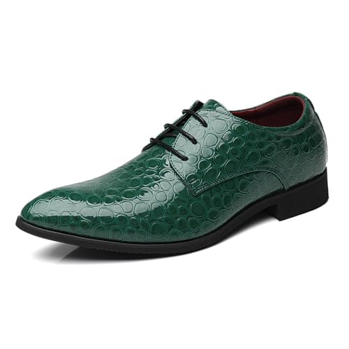 ottspu Herren Anzugschuhe Modern Casual Oxford Schuhe Bequeme Business Krokodil Brogue Büro Schuhe,Grün,40 EU von ottspu