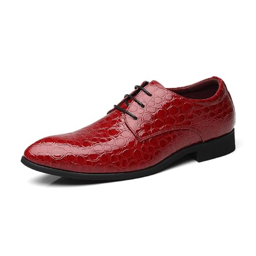 ottspu Herren Anzugschuhe Modern Casual Oxford Schuhe Bequeme Business Krokodil Brogue Büro Schuhe,Rot,44 EU von ottspu