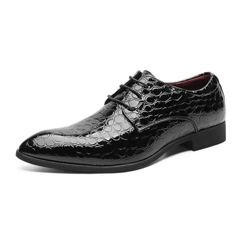 ottspu Herren Anzugschuhe Modern Casual Oxford Schuhe Bequeme Business Krokodil Brogue Büro Schuhe,Schwarz,44 EU von ottspu