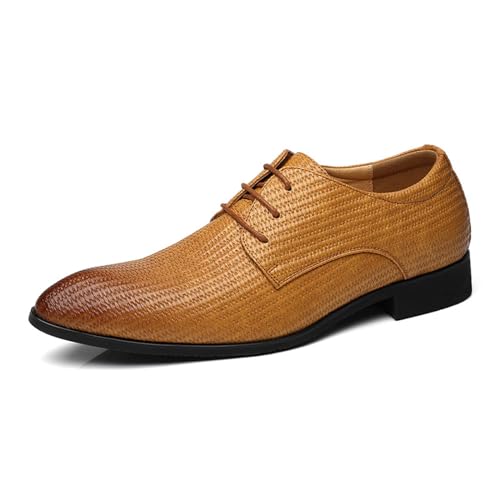 ottspu Herren Anzugschuhe Oxfords Lässig Weben Klassisch Bequem Formelle Derby Business Dress Schuhe Für Männer,Braun,39 EU von ottspu