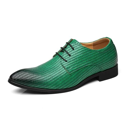 ottspu Herren Anzugschuhe Oxfords Lässig Weben Klassisch Bequem Formelle Derby Business Dress Schuhe Für Männer,Grün,46 EU von ottspu