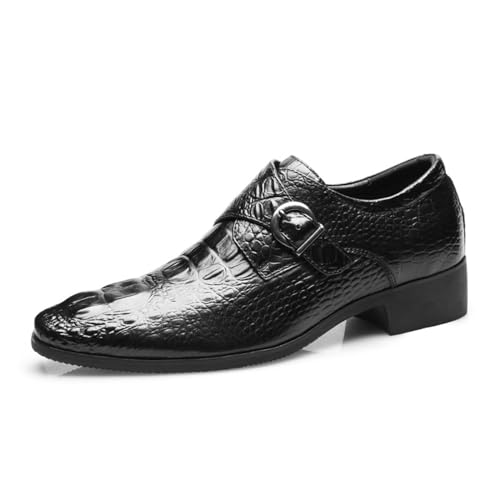 ottspu Herren Casual Classic Krokodil Textur Loafer Mit Schnalle Penny Slip-On Hochzeit Party Prom Schuhe,Schwarz,42.5 EU von ottspu