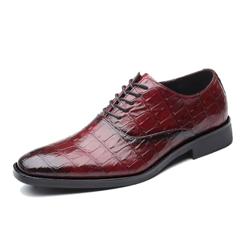 ottspu Herren Casual Dress Oxfords Schuhe Lace Up Modern Business Formal Derby Schuhe,Burgundy,41 EU von ottspu