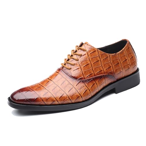 ottspu Herren Casual Dress Oxfords Schuhe Lace Up Modern Business Formal Derby Schuhe,Light Brown,46 EU von ottspu