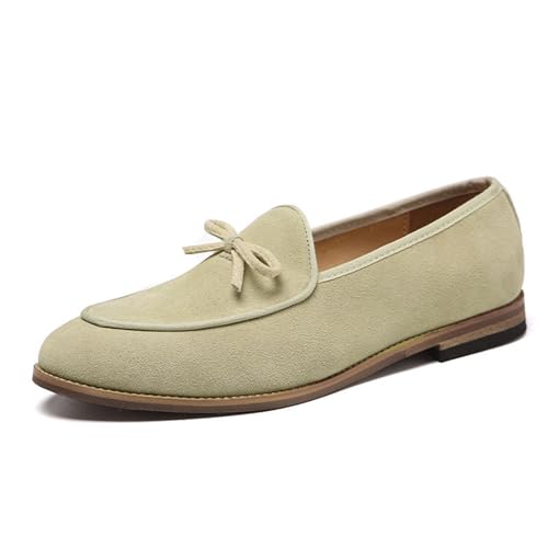 ottspu Herren Echtes Leder Casual Loafers & Slip on Schuhe Täglich Bequeme Schuhe Leichte rutschfeste Walking Penny Schuhe Für Männer,Beige,42.5 EU von ottspu