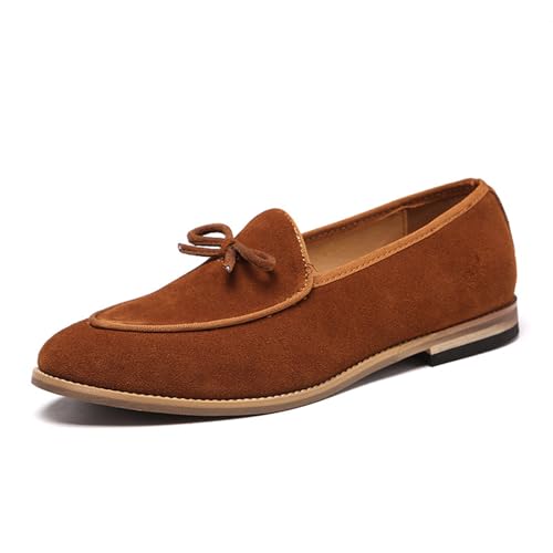 ottspu Herren Echtes Leder Casual Loafers & Slip on Schuhe Täglich Bequeme Schuhe Leichte rutschfeste Walking Penny Schuhe Für Männer,Braun,38 EU von ottspu