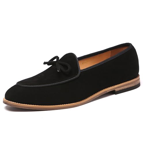 ottspu Herren Echtes Leder Casual Loafers & Slip on Schuhe Täglich Bequeme Schuhe Leichte rutschfeste Walking Penny Schuhe Für Männer,Schwarz,39 EU von ottspu