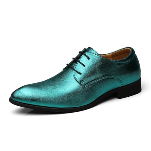 ottspu Herren Faux Patent Leder Classic Lace-Up Formal Oxford Smoking Kleid Schuhe Männer Hochzeit Schuh,Grün,42.5 EU von ottspu