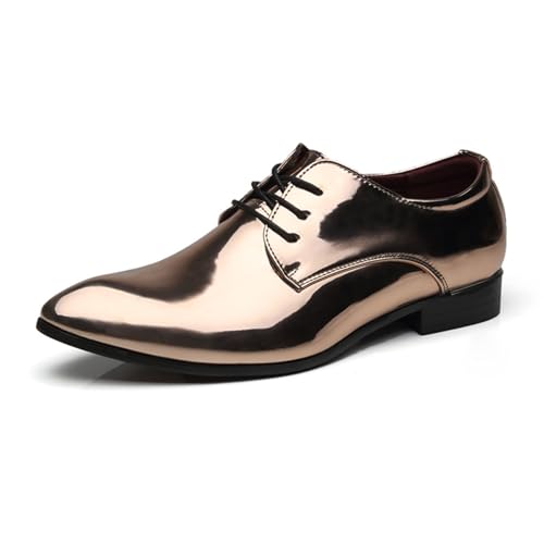 ottspu Herren Faux Patent Leder Smoking Derby Kleid Schuhe Klassischer Schnürer Formal Oxford,Gold,37 EU von ottspu