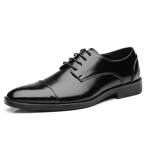 ottspu Herren Klassische Moderne Formale Oxford Brogue Wingtip Lace Up Lackleder Kleid Schuhe Hochzeit Schuh,Schwarz,41 EU von ottspu