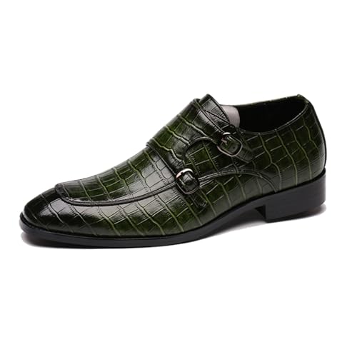 ottspu Herren Kleid Loafer Schuhe Monk Strap Leichte Slip Auf Loafers Herren Derby Schuhe,Grün,37 EU von ottspu