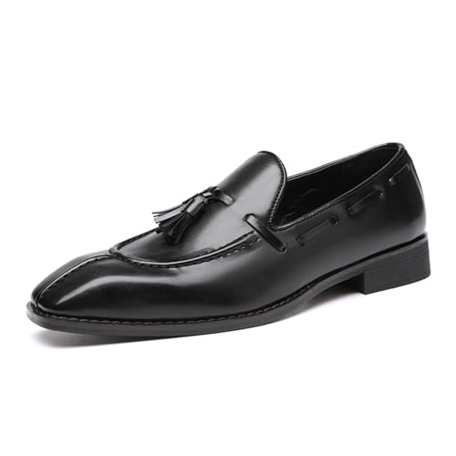 ottspu Herren Loafer Slip on Schuhe Quaste Kleid Schuhe Leder Formale Business Oxford Derby Schuhe,Schwarz,44.5 EU von ottspu