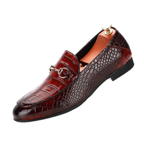 ottspu Herren Loafers Casual Slip on Schuhe Penny Loafers Für Männer Leichte Formelle Business Derby Schuhe,Burgundy,38 EU von ottspu