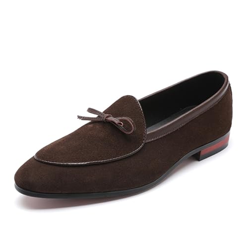 ottspu Herren Loafers - Herren Freizeitschuhe -Wildleder Mocassins Herren Slip on Schuhe,Dark Brown,41 EU von ottspu