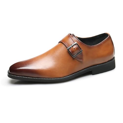 ottspu Herren Monk Strap Slip on Loafer Oxford Formal Business Casual Bequeme Anzugschuhe Für Männer,Braun,39 EU von ottspu