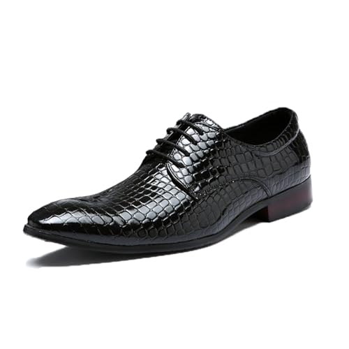 ottspu Herren Oxfords Alligator Patent Leder Hochzeit Prom Formal Kleid Casual Schuhe Für Männer,Schwarz,42.5 EU von ottspu