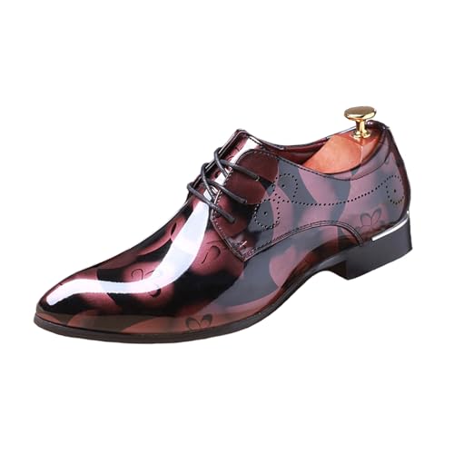 ottspu Herrenkleid Lackleder Tuxedo Oxford Formelle Schuhe Für Männer Business Derby Schuhe,Burgundy,37 EU von ottspu