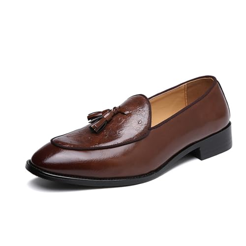ottspu Herrenmode Klassische Loafers Luxus Loafer Schuhe Und Weeding Dress Schuhe Für Männer,Braun,42.5 EU von ottspu