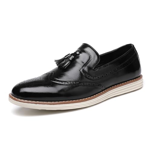 ottspu Männer Kleid Schuhe Leder Formal Business Oxford Derby Schuhe Brogue Wingtip Retro Dress Schuhe Für Männer,Schwarz,39 EU von ottspu