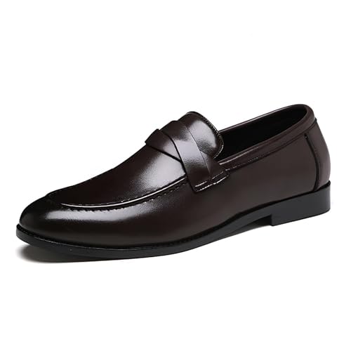 ottspu Männer Kleid Schuhe PU Leder Penny Loafers Für Männer Slip-On Formal Dress Loafers Für Männer,Braun,37 EU von ottspu