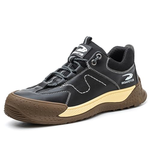 ottspu Stahlkappe Schuhe Für Männer, Arbeit Sicherheit Unzerstörbar Schuh Für Männer Frauen Isoliert 6KV Composite Toe Sneakers,Schwarz,40 EU von ottspu