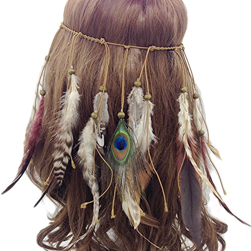 our fantasy time sehr Schöne Indianer Stirnband mit wild Feder und Holz Perlen, Hippie Boho kopfschmuck,Accessoire für Fasching, Karneval, Halloween party, our fantasy time sehr Schöne Indianer Stirnband mit wild Feder und Holz Perlen, Hippie Boho kopfschmuck,Accessoire für Fasching, Karneval, Halloween party, von our fantasy time