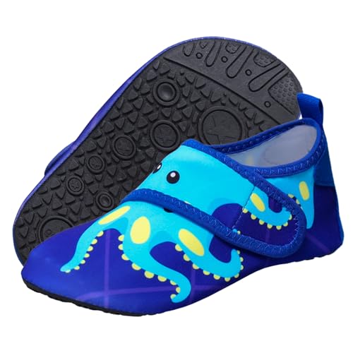 Badeschuhe Kinder Wasserschuhe Mädchen Jungen Schwimmschuhe rutschfest Schnell Trocknend Strandschuhe Sommer Aquaschuhe Barfußschuhe Kleinkind für Pool Beach Barfuss Surfen Yoga 22/23 EU Oktopus Blau von outfit spring