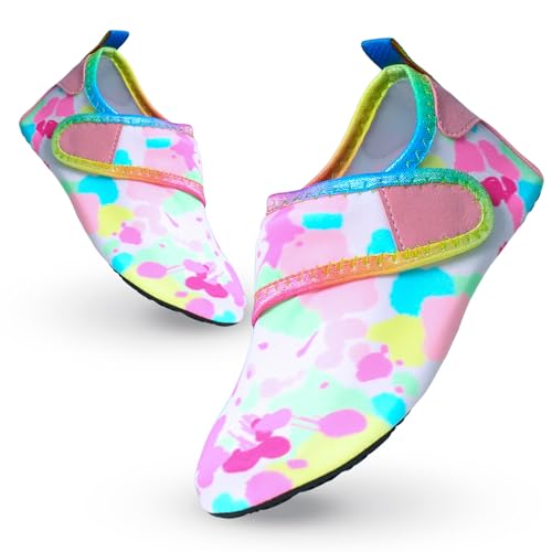 Badeschuhe Kinder Wasserschuhe Mädchen Jungen Schwimmschuhe rutschfest Schnell Trocknend Strandschuhe Sommer Aquaschuhe Barfußschuhe Kleinkind für Pool Beach Barfuss Surfen Yoga 26/27 EU Rosa Weiß von outfit spring