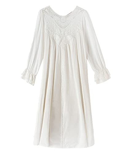 Viktorianischer Palast Spitze Stickerei Nachthemd V-Ausschnitt Lang Homewear Langarm Nachthemd Pyjama Schlafkleid Nachthemd Nachtwäsche Loungewear, weiß, 46 Viktorianischer Palast Spitze Stickerei Nachthemd V-Ausschnitt Lang Homewear Langarm Nachthemd Pyjama Schlafkleid Nachthemd Nachtwäsche Loungewear, weiß, 46 von oytto