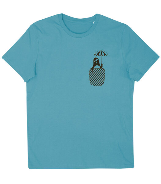 päfjes Pinguin Paul in Brusttasche mit Schirm - Fair Wear Männer Bio T-Shirt von päfjes