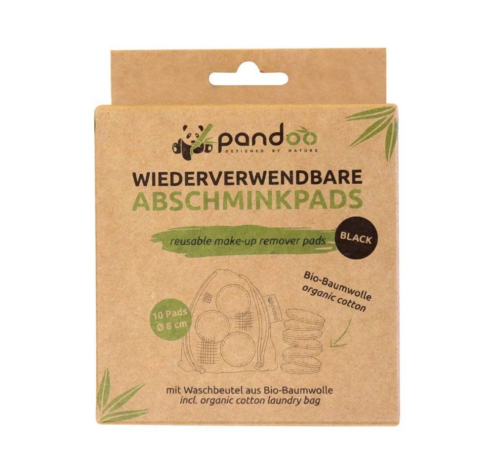 pandoo Abschminkschwamm 10 wiederverwendbare Abschminkpads, Schwarz, 100% Bio-Baumwolle, 10 tlg. von pandoo