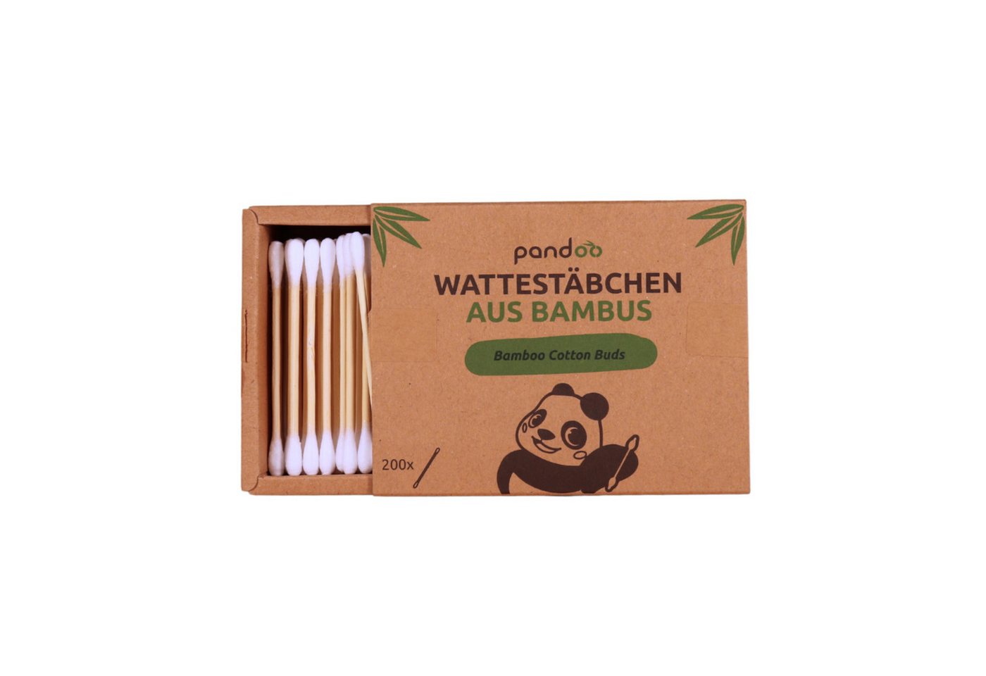 pandoo Ohrenreiniger Plastikfreie Wattestäbchen aus Bambus und Bio-Baumwolle, 200-tlg. von pandoo