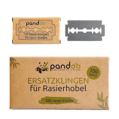 pandoo Rasierklingen - 100er Pack | Sicherheits-Rasierklingen | Sparset Premium Klingen für Rasierhobel & Rasiermesser | Ersatzklingen, Razor Blades, Rostfreie doppelseitige Ersatzklingen von pandoo