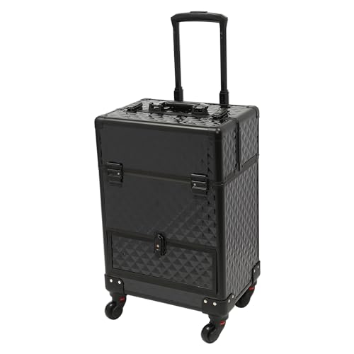 Kosmetikkoffer Schminkkoffer Beautycase für Damen Makeup Kosmetik Koffer Nagelkoffer Friseurkoffer mit Nagelorganizer und 7 Fächern für Profis und Reisen (Black) von panfudongk