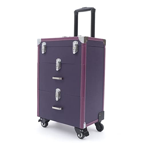 Kosmetikkoffer Schminkkoffer Damen Cosmetic Case Beautycase Beauty Make Up Koffer Friseurkoffer Makeup Train Case, Rolling Makeup Trolley Case mit 4 Rädern, für Beauty-Blogger (Lila) von panfudongk