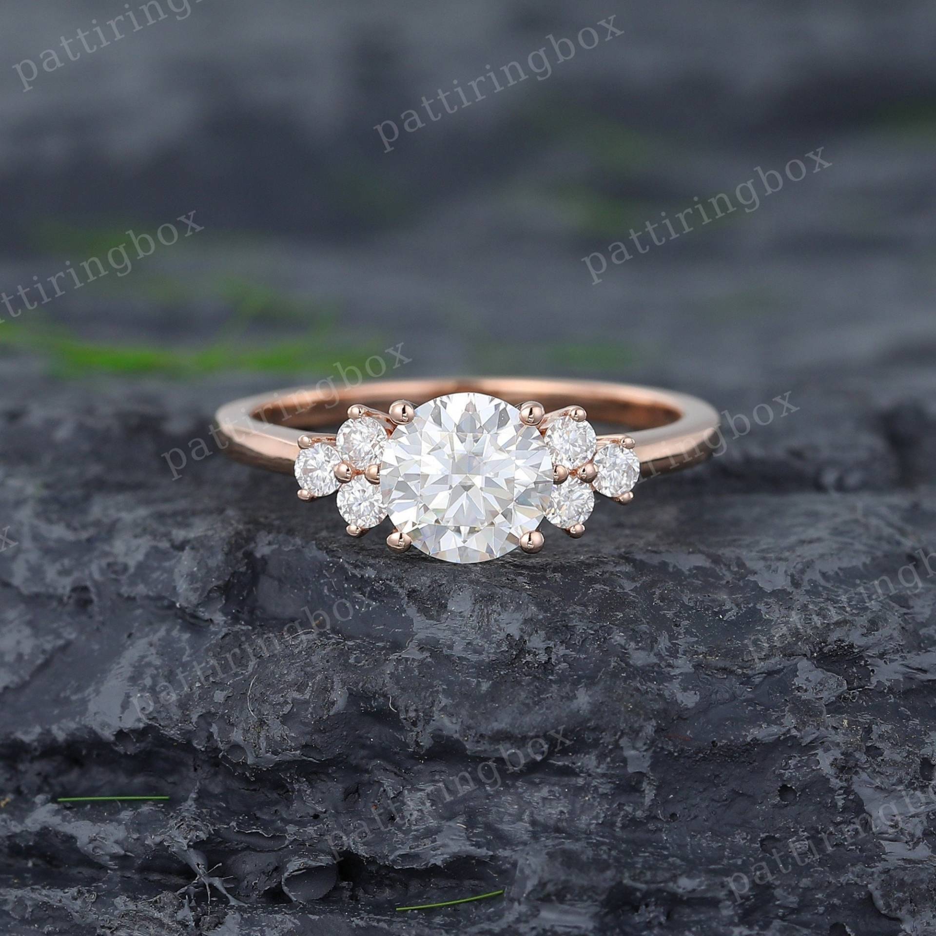 Rose Gold Moissanite Verlobungsring Vintage Diamant Prong Set Braut Jahrestag Versprechen Ring Für Frauen von pattiringbox