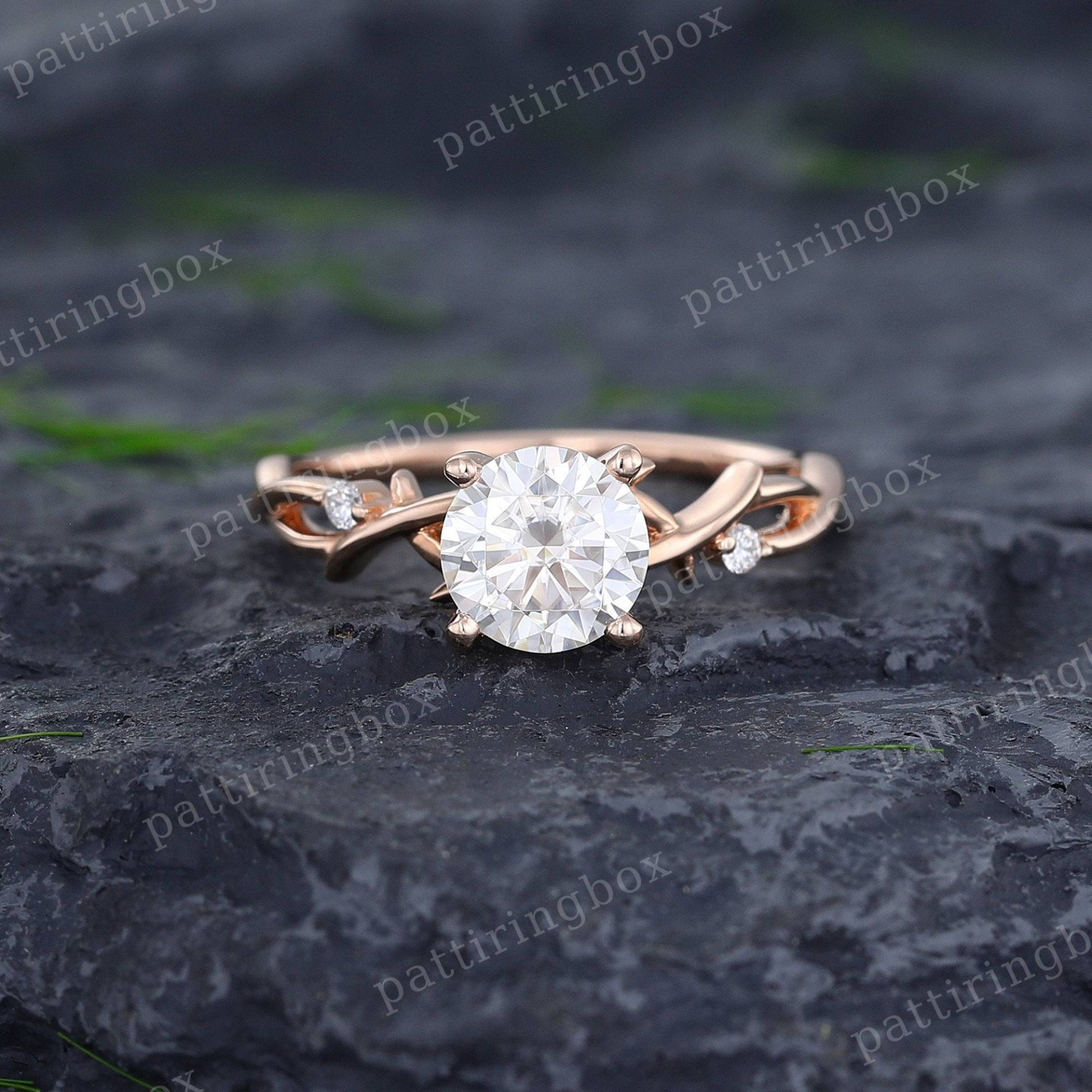 Moissanite Verlobungsring Einzigartiger Zweig Roségold Diamant Vintage Einzigartige Hochzeitsjubiläum Versprechensring Für Frauen von pattiringbox