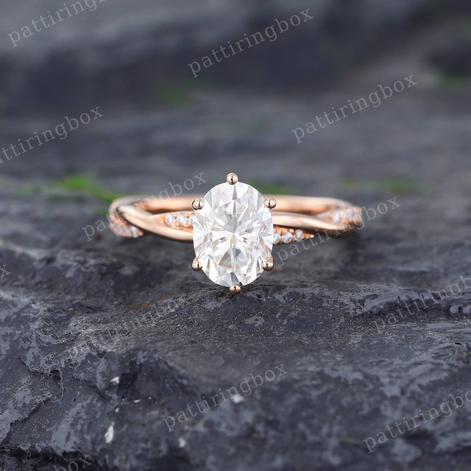 Oval Moissanite Verlobungsring Vintage Rose Gold Infinity Twisted Diamant Ring Braut Hochzeit Pave Jubiläum Versprechen Für Frauen von pattiringbox