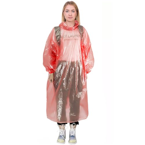 peiqiup Regenponchos mit Kapuze, Regenponchos für Transparent rot, Wiederverwendbare Regenmäntel, Für Festivals, Konzert, Wandern, Damen, Herren Einheitsgröße, Rot peiqiup Regenponchos mit Kapuze, Regenponchos für Transparent rot, Wiederverwendbare Regenmäntel, Für Festivals, Konzert, Wandern, Damen, Herren Einheitsgröße, Rot von peiqiup