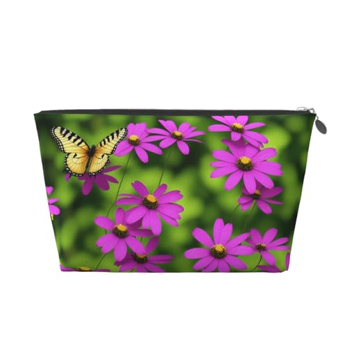 Reise-Kulturtasche aus Leder mit Schmetterlings- und Blumenmotiv und Reißverschluss, Kosmetiktasche für Damen, kleine Make-up-Tasche für die Handtasche, tragbare Reise-Kosmetiktasche, Geschenktasche f Reise-Kulturtasche aus Leder mit Schmetterlings- und Blumenmotiv und Reißverschluss, Kosmetiktasche für Damen, kleine Make-up-Tasche für die Handtasche, tragbare Reise-Kosmetiktasche, Geschenktasche f von peiyeety