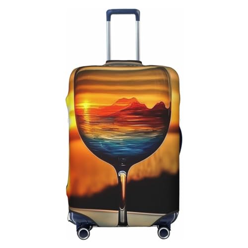 peiyeety Reisegepäckhülle mit Sonnenuntergangs-Weinglas, elastisch, waschbar, modisch, dehnbar, staubdicht, passend für Gepäckstücke von 45,7–81,3 cm, Schwarz, XL peiyeety Reisegepäckhülle mit Sonnenuntergangs-Weinglas, elastisch, waschbar, modisch, dehnbar, staubdicht, passend für Gepäckstücke von 45,7–81,3 cm, Schwarz, XL von peiyeety