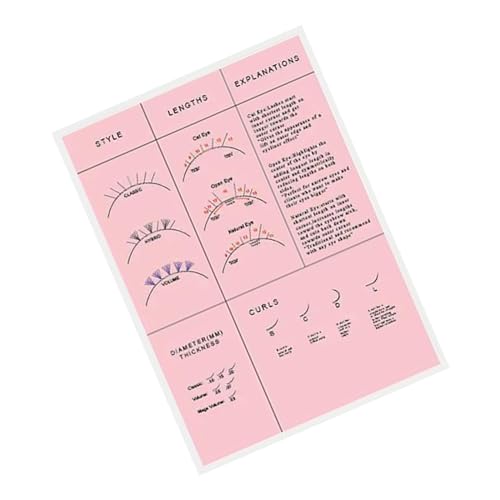 perfk Wimpern Übungsbuch aus Papier, Übungsbuch zur Wimpernverlängerung, professionelles Wimperntraining, Übungsbuch, Wimperntrainingsdiagramm, ROSA von perfk