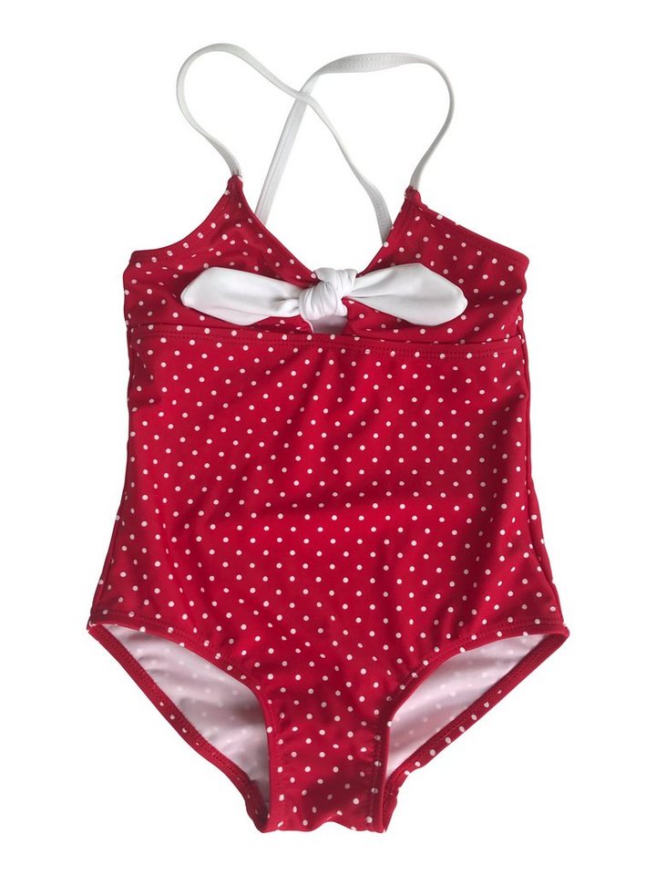 petit amour Badeanzug MyDotty für Mädchen raffinierte Kinderbademode (1-St) mit Kontrastschleife in Weiß von petit amour