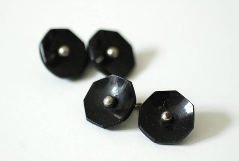 Vintage Manschettenknöpfe Schwarz, 1960Er Jahre Manschettenknopf, Kunststoff, Bakelitschmuck, Geschenke Für Ihn, Vintage Männerschmuck von petitebijouterie