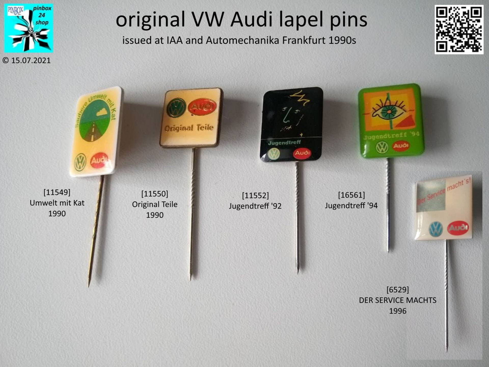 Erhalten Sie Ein Stück Geschichte Vw Audi Original Anstecknadeln Aus 1990Ern Für Automechanika Und Umweltschutz Durch Katalysator von pinbox24shop