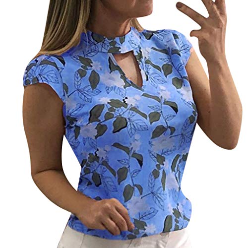 Pitashe Damen Tops Sexy Blumen Drucken Kurzarm Rundhals Damen Sommer T-Shirt Baumwolle Tank Top Mode Party Oberteile Bluse Camisole Hemd Bekleidung Vest Bauchfrei Tunika Shirt Crop Top Weste Clubwear von pitashe Tops